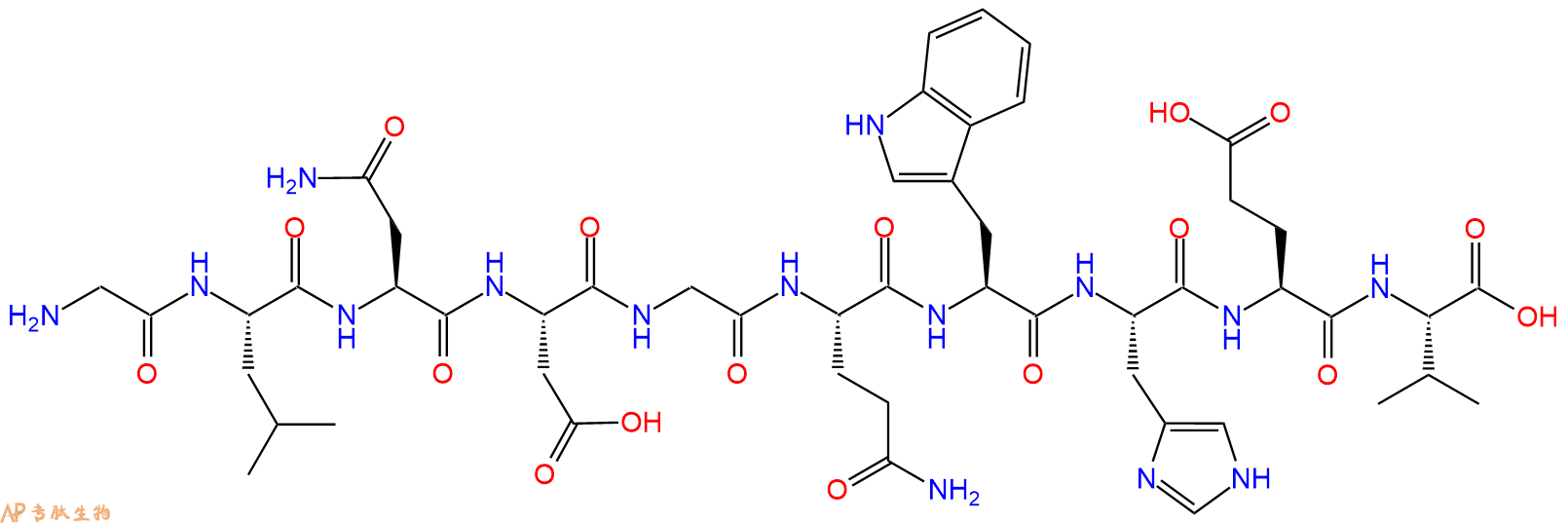 专肽生物产品H2N-Gly-Leu-Asn-Asp-Gly-Gln-Trp-His-Glu-Val-OH