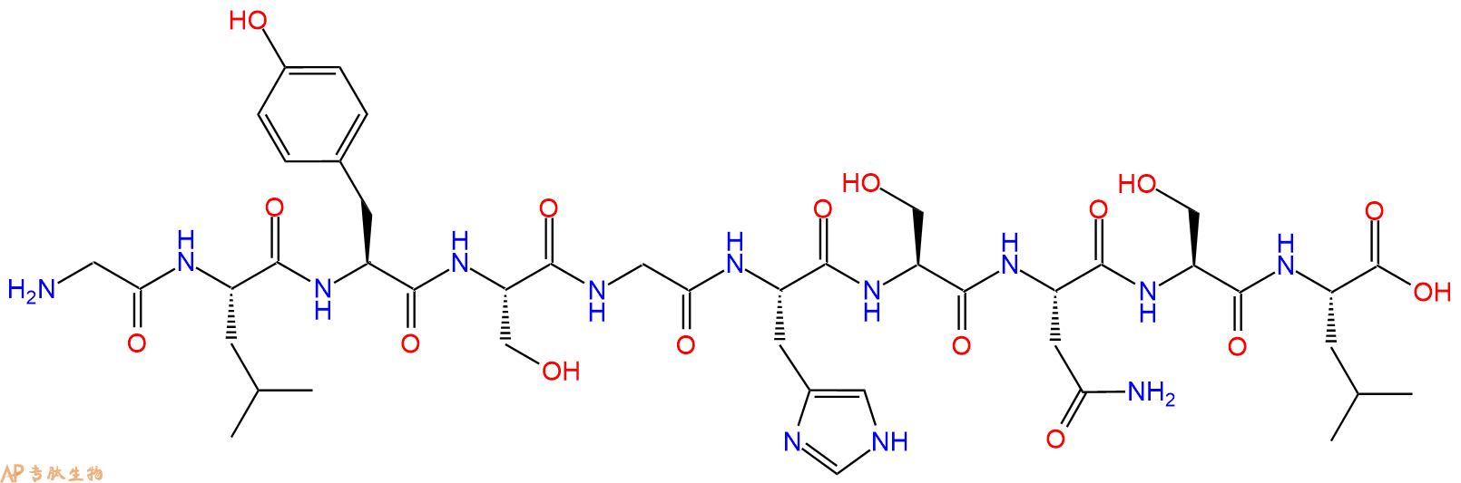专肽生物产品H2N-Gly-Leu-Tyr-Ser-Gly-His-Ser-Asn-Ser-Leu-OH