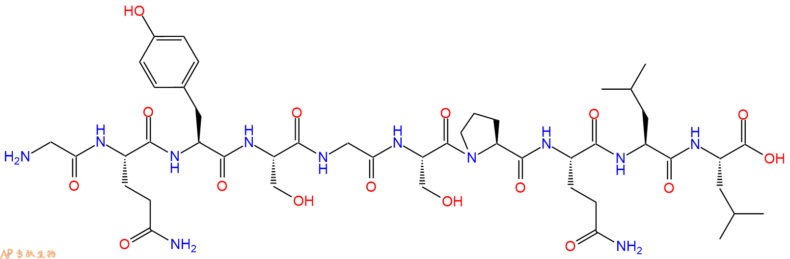 专肽生物产品H2N-Gly-Gln-Tyr-Ser-Gly-Ser-Pro-Gln-Leu-Leu-OH