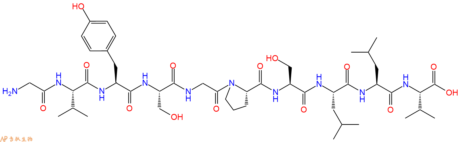 专肽生物产品H2N-Gly-Val-Tyr-Ser-Gly-Pro-Ser-Leu-Leu-Val-OH