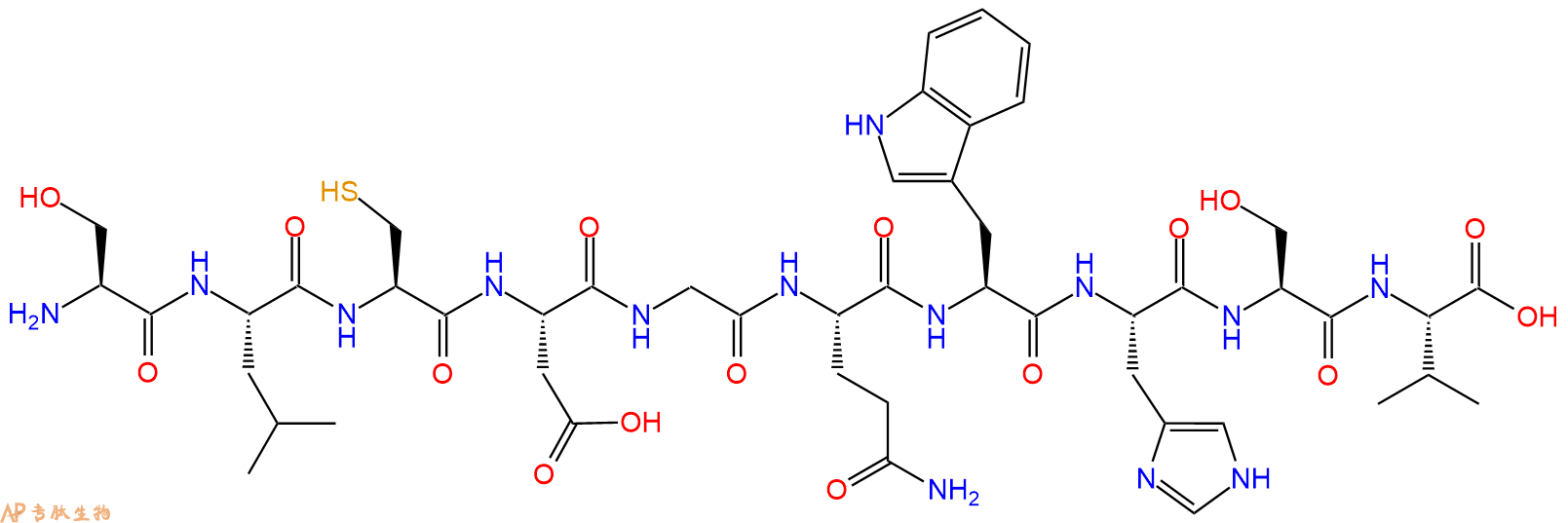 专肽生物产品H2N-Ser-Leu-Cys-Asp-Gly-Gln-Trp-His-Ser-Val-OH