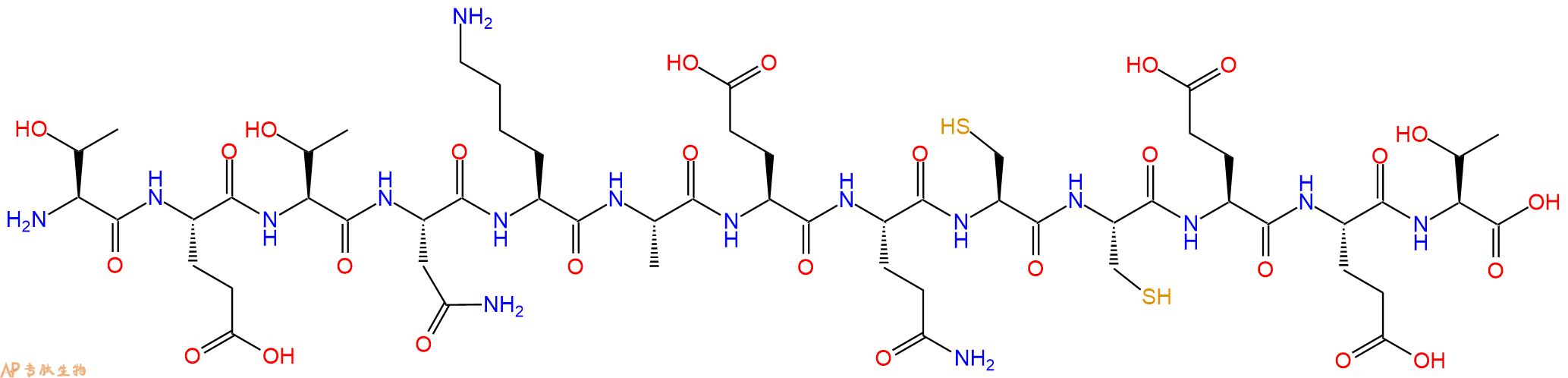 专肽生物产品H2N-Thr-Glu-Thr-Asn-Lys-Ala-Glu-Gln-Cys-Cys-Glu-Glu-Thr-OH