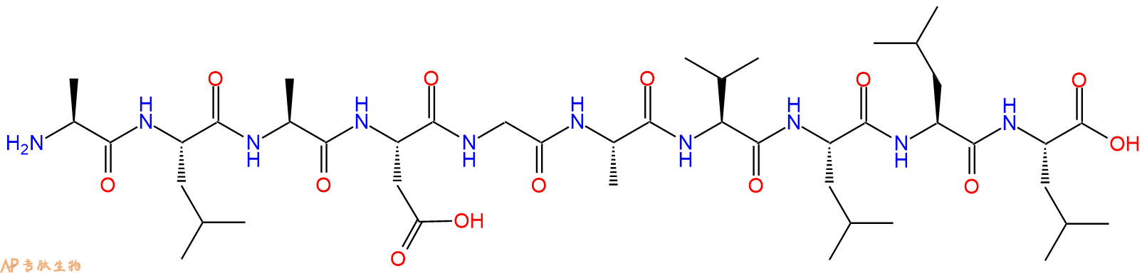 专肽生物产品H2N-Ala-Leu-Ala-Asp-Gly-Ala-Val-Leu-Leu-Leu-OH
