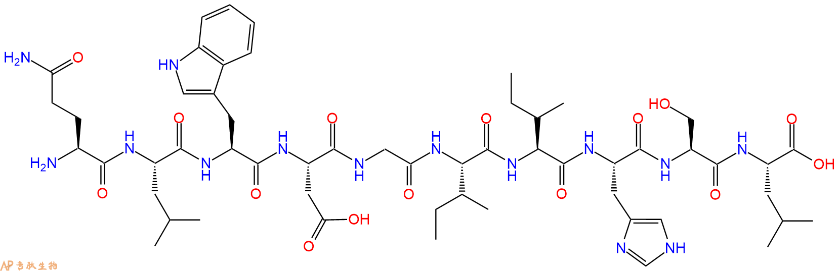 专肽生物产品H2N-Gln-Leu-Trp-Asp-Gly-Ile-Ile-His-Ser-Leu-OH