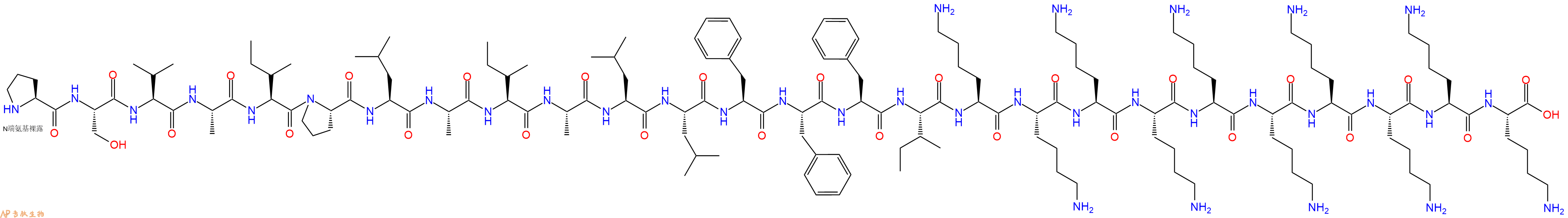专肽生物产品H2N-Pro-Ser-Val-Ala-Ile-Pro-Leu-Ala-Ile-Ala-Leu-Leu-Phe-Phe-Phe-Ile-Lys-Lys-Lys-Lys-Lys-Lys-Lys-Lys-Lys-Lys-OH