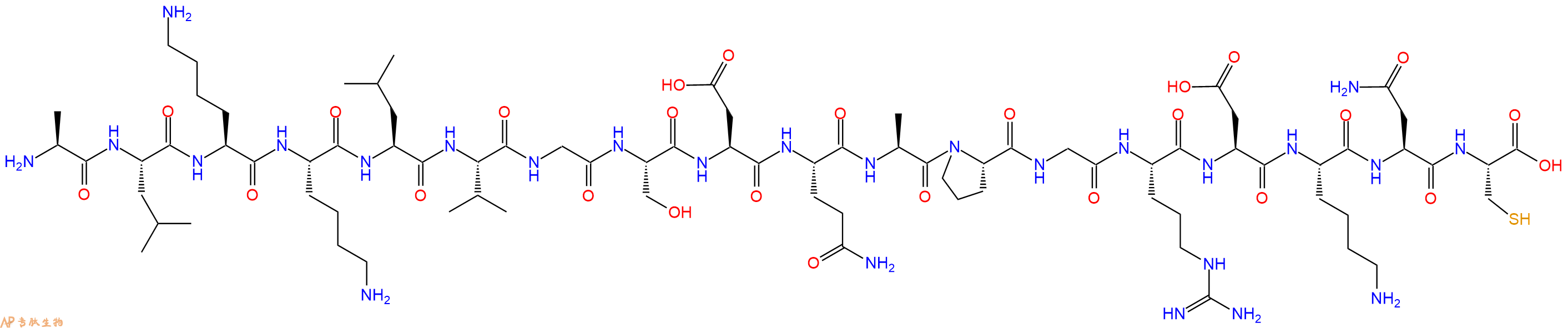 专肽生物产品H2N-Ala-Leu-Lys-Lys-Leu-Val-Gly-Ser-Asp-Gln-Ala-Pro-Gly-Arg-Asp-Lys-Asn-Cys-OH