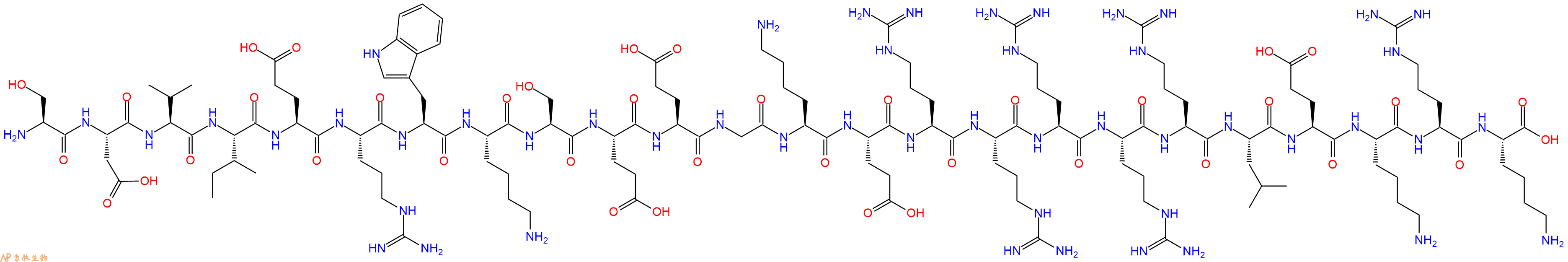 专肽生物产品H2N-Ser-Asp-Val-Ile-Glu-Arg-Trp-Lys-Ser-Glu-Glu-Gly-Lys-Glu-Arg-Arg-Arg-Arg-Arg-Leu-Glu-Lys-Arg-Lys-OH
