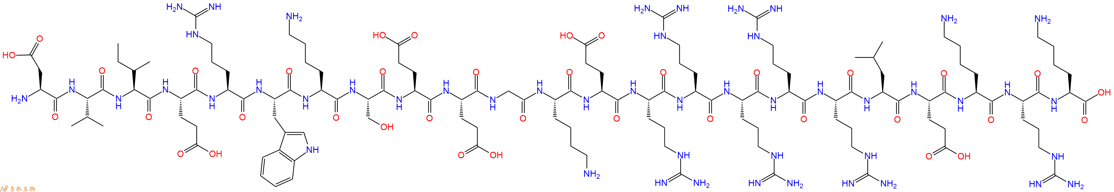 专肽生物产品H2N-Asp-Val-Ile-Glu-Arg-Trp-Lys-Ser-Glu-Glu-Gly-Lys-Glu-Arg-Arg-Arg-Arg-Arg-Leu-Glu-Lys-Arg-Lys-OH