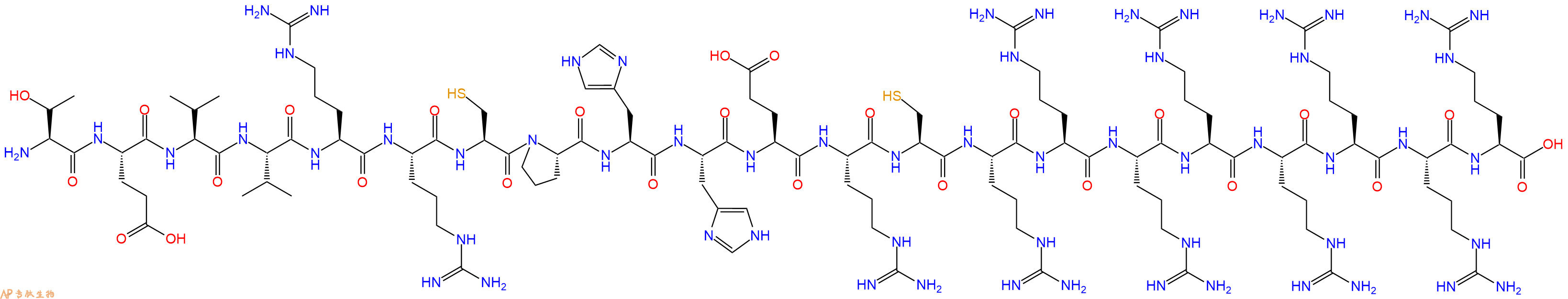 专肽生物产品H2N-Thr-Glu-Val-Val-Arg-Arg-Cys-Pro-His-His-Glu-Arg-Cys-Arg-Arg-Arg-Arg-Arg-Arg-Arg-Arg-OH