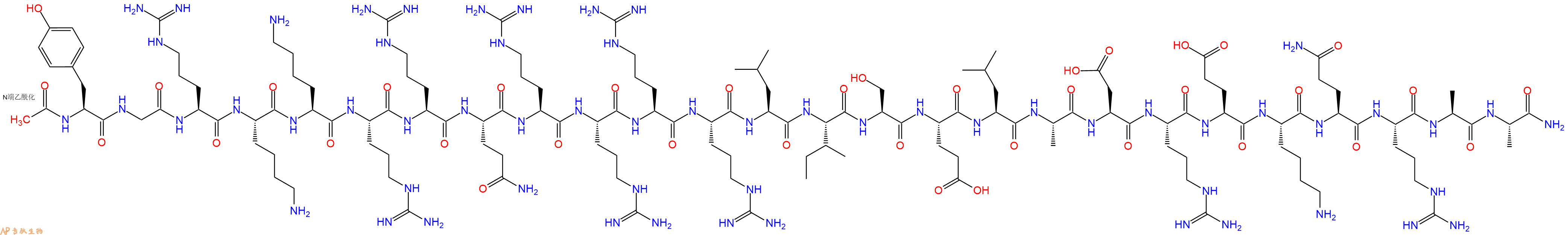 专肽生物产品Ac-Tyr-Gly-Arg-Lys-Lys-Arg-Arg-Gln-Arg-Arg-Arg-Arg-Leu-Ile-Ser-Glu-Leu-Ala-Asp-Arg-Glu-Lys-Gln-Arg-Ala-Ala-CONH2