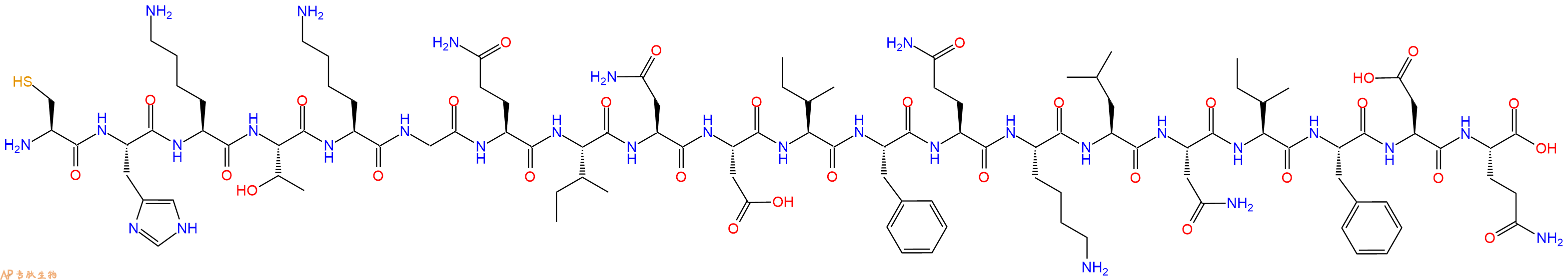 专肽生物产品H2N-Cys-His-Lys-Thr-Lys-Gly-Gln-Ile-Asn-Asp-Ile-Phe-Gln-Lys-Leu-Asn-Ile-Phe-Asp-Gln-OH
