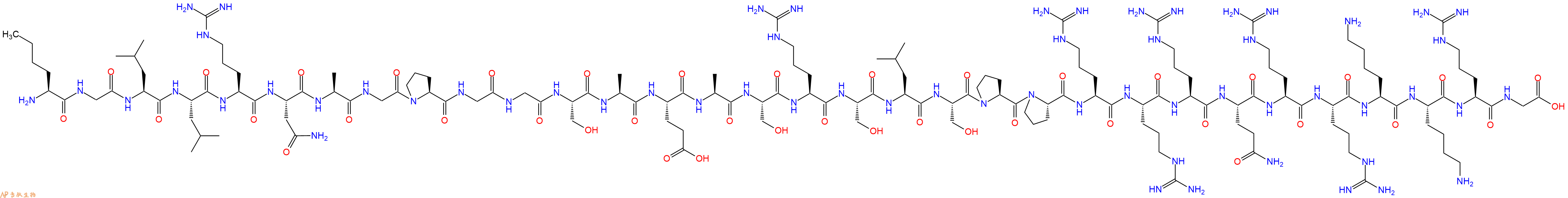 专肽生物产品H2N-Nle-Gly-Leu-Leu-Arg-Asn-Ala-Gly-Pro-Gly-Gly-Ser-Ala-Glu-Ala-Ser-Arg-Ser-Leu-Ser-Pro-Pro-Arg-Arg-Arg-Gln-Arg-Arg-Lys-Lys-Arg-Gly-OH