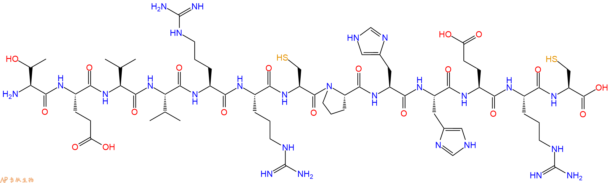 专肽生物产品H2N-Thr-Glu-Val-Val-Arg-Arg-Cys-Pro-His-His-Glu-Arg-Cys-OH