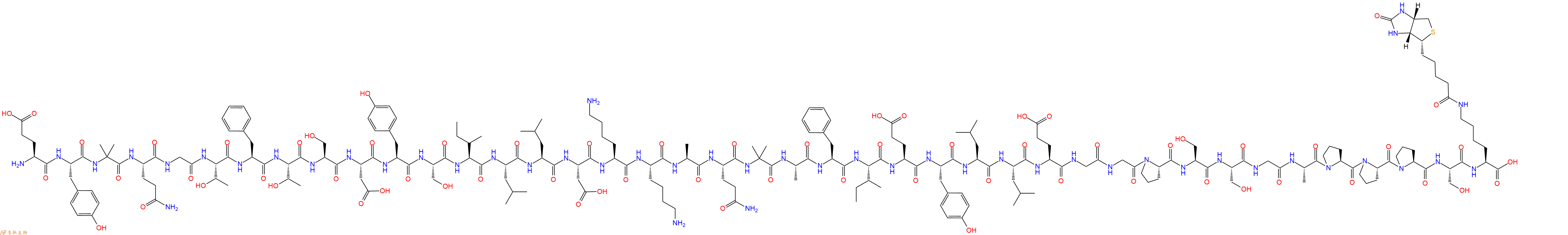 专肽生物产品H2N-Glu-Tyr-Aib-Gln-Gly-Thr-Phe-Thr-Ser-Asp-Tyr-Ser-Ile-Leu-Leu-Asp-Lys-Lys-Ala-Gln-Aib-Ala-Phe-Ile-Glu-Tyr-Leu-Leu-Glu-Gly-Gly-Pro-Ser-Ser-Gly-Ala-Pro-Pro-Pro-Ser-Lys(Biotin)-OH