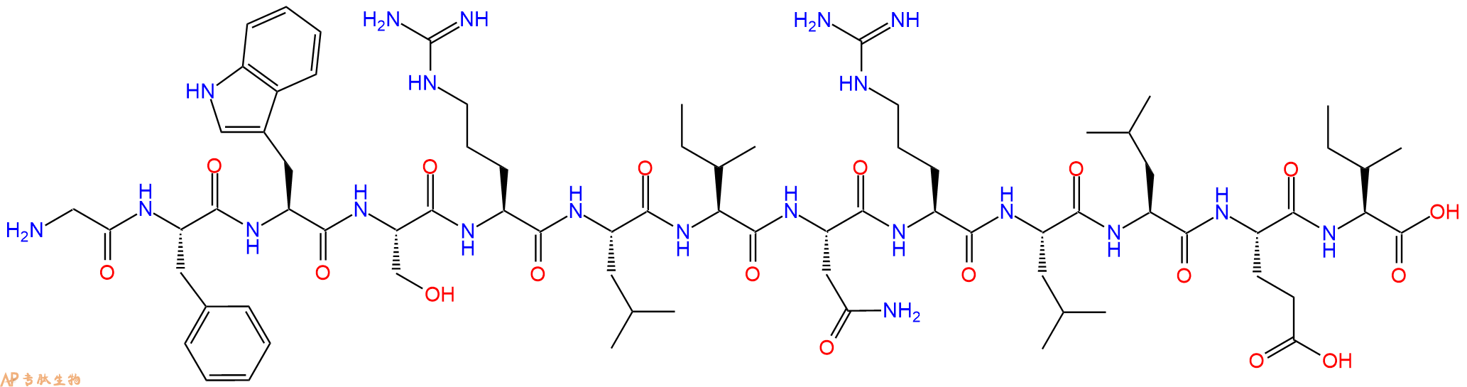专肽生物产品H2N-Gly-Phe-Trp-Ser-Arg-Leu-Ile-Asn-Arg-Leu-Leu-Glu-Ile-OH