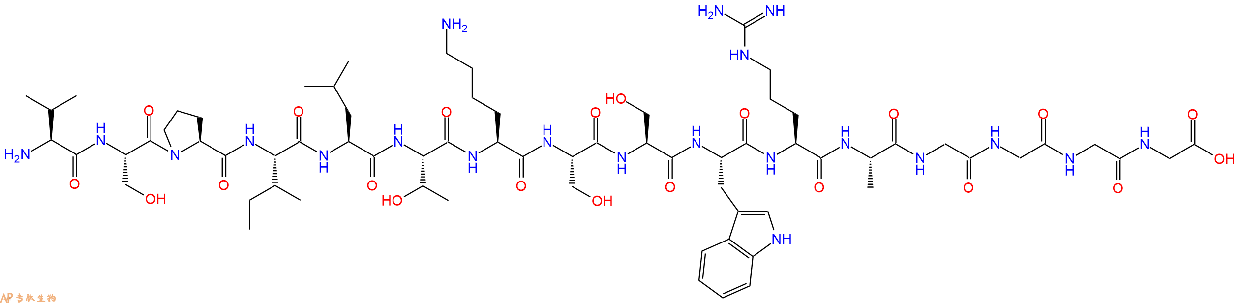 专肽生物产品H2N-Val-Ser-Pro-Ile-Leu-Thr-Lys-Ser-Ser-Trp-Arg-Ala-Gly-Gly-Gly-Gly-OH