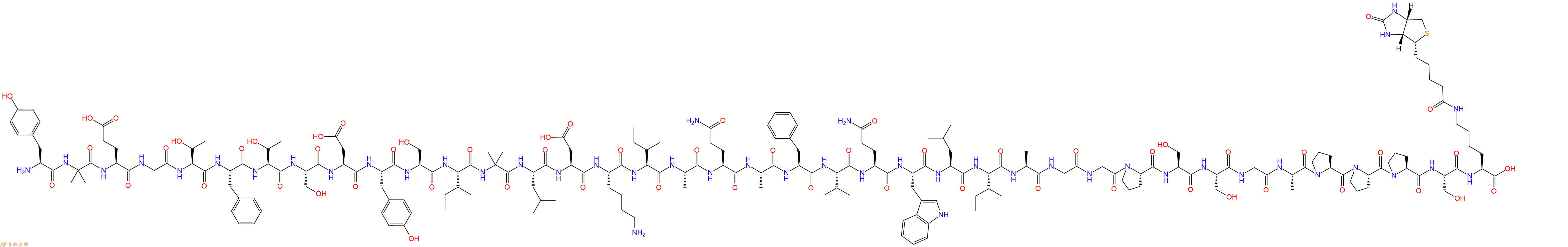 专肽生物产品H2N-Tyr-Aib-Glu-Gly-Thr-Phe-Thr-Ser-Asp-Tyr-Ser-Ile-Aib-Leu-Asp-Lys-Ile-Ala-Gln-Ala-Phe-Val-Gln-Trp-Leu-Ile-Ala-Gly-Gly-Pro-Ser-Ser-Gly-Ala-Pro-Pro-Pro-Ser-Lys(Biotin)-OH