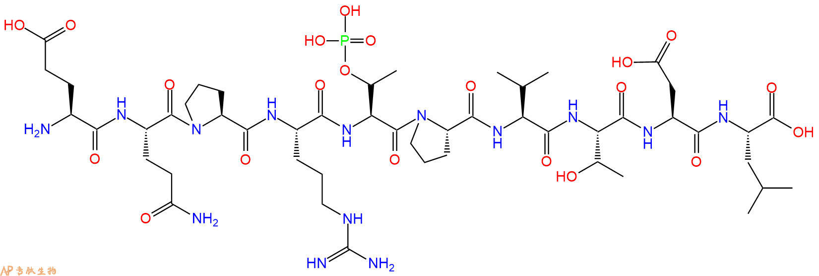 专肽生物产品H2N-Glu-Gln-Pro-Arg-pThr-Pro-Val-Thr-Asp-Leu-OH