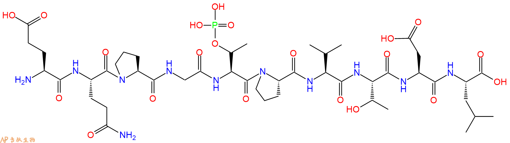专肽生物产品H2N-Glu-Gln-Pro-Gly-pThr-Pro-Val-Thr-Asp-Leu-OH