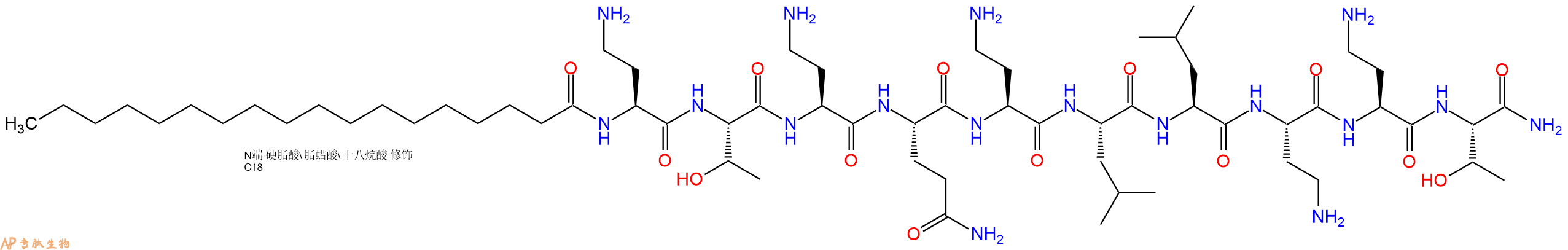 专肽生物产品Stearoyl-Dab-Thr-Dab-Gln-Dab-Leu-Leu-Dab-Dab-Thr-CONH2