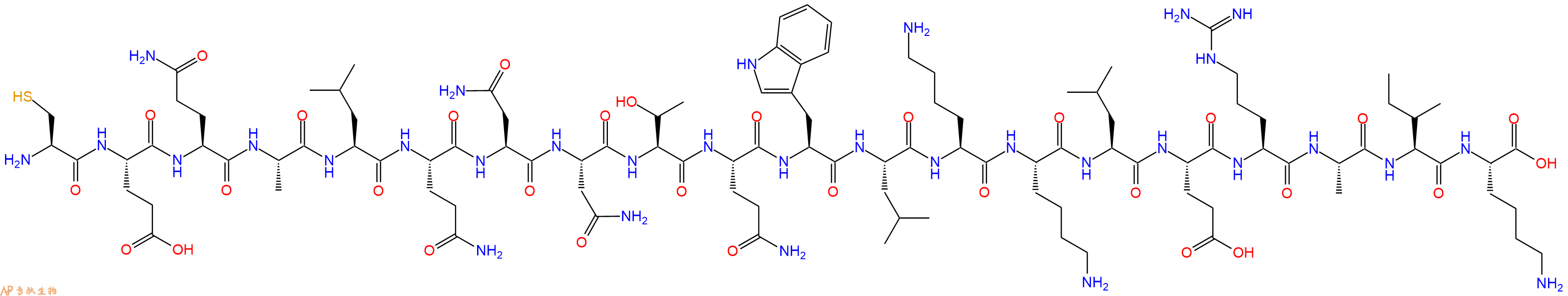 专肽生物产品H2N-Cys-Glu-Gln-Ala-Leu-Gln-Asn-Asn-Thr-Gln-Trp-Leu-Lys-Lys-Leu-Glu-Arg-Ala-Ile-Lys-OH
