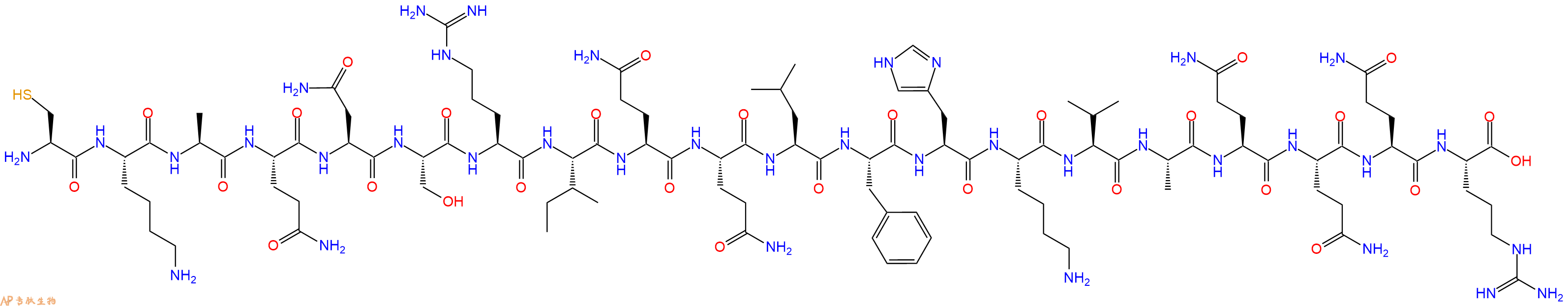 专肽生物产品H2N-Cys-Lys-Ala-Gln-Asn-Ser-Arg-Ile-Gln-Gln-Leu-Phe-His-Lys-Val-Ala-Gln-Gln-Gln-Arg-OH