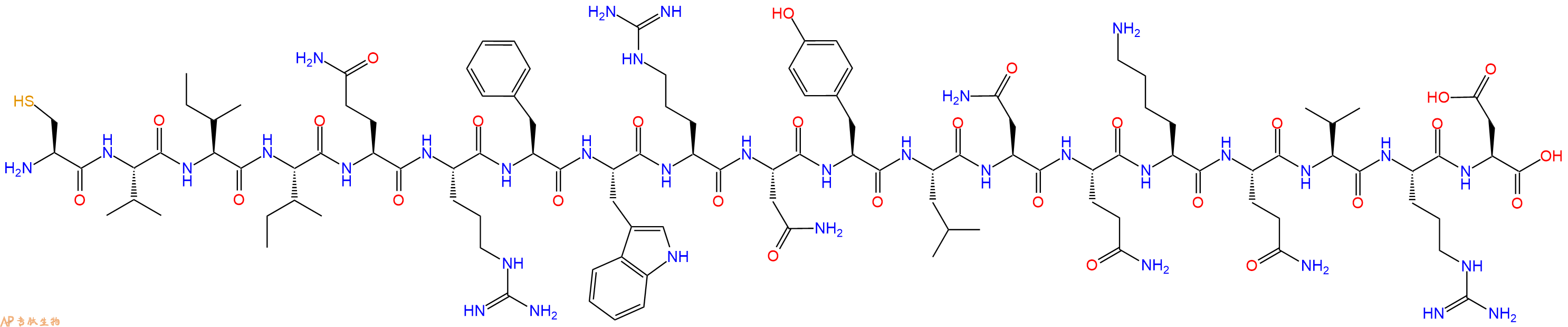 专肽生物产品H2N-Cys-Val-Ile-Ile-Gln-Arg-Phe-Trp-Arg-Asn-Tyr-Leu-Asn-Gln-Lys-Gln-Val-Arg-Asp-OH