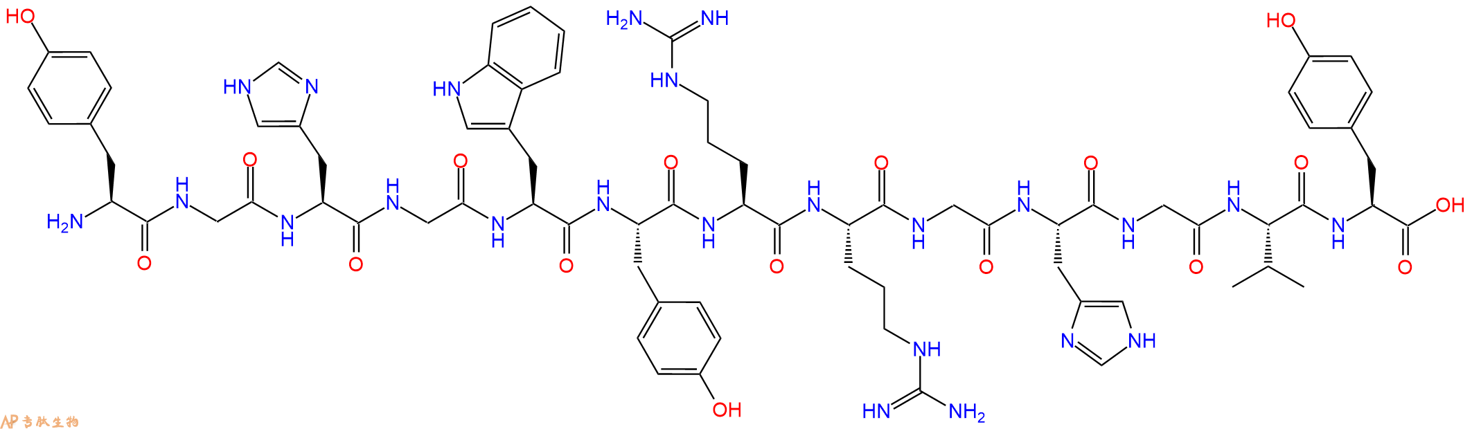 专肽生物产品H2N-Tyr-Gly-His-Gly-Trp-Tyr-Arg-Arg-Gly-His-Gly-Val-Tyr-OH