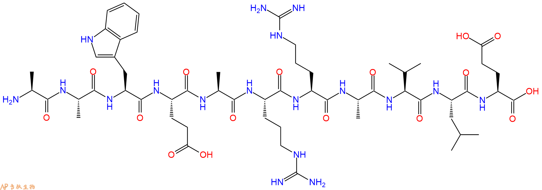 专肽生物产品H2N-Ala-Ala-Trp-Glu-Ala-Arg-Arg-Ala-Val-Leu-Glu-OH