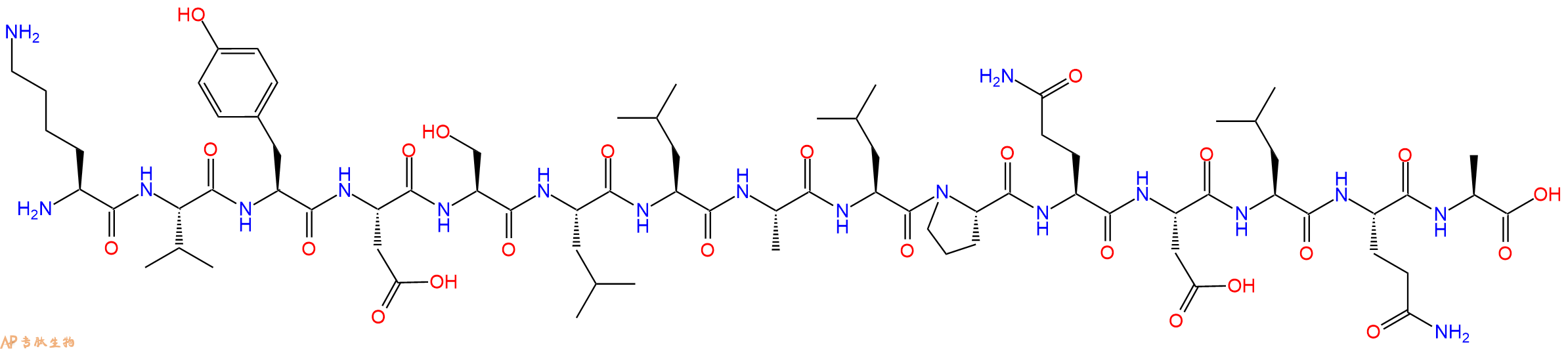 专肽生物产品H2N-Lys-Val-Tyr-Asp-Ser-Leu-Leu-Ala-Leu-Pro-Gln-Asp-Leu-Gln-Ala-OH