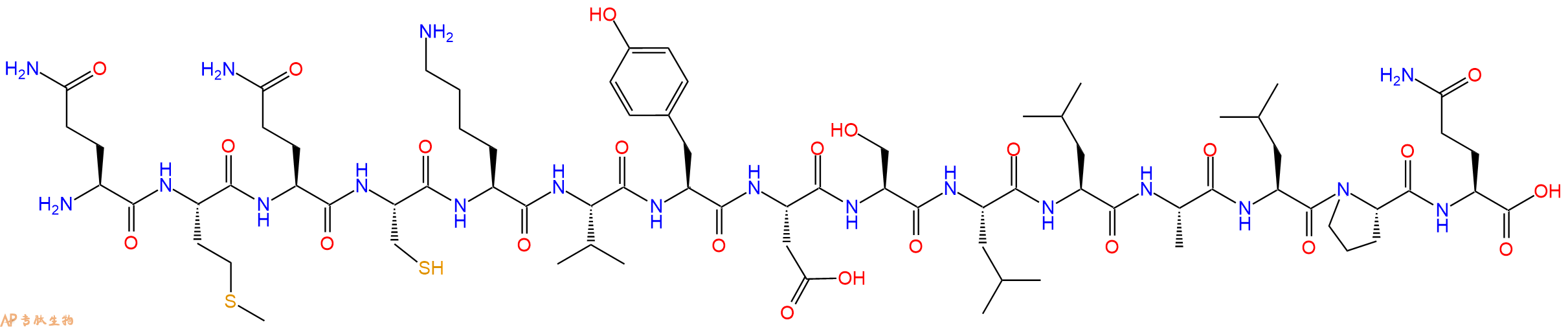 专肽生物产品H2N-Gln-Met-Gln-Cys-Lys-Val-Tyr-Asp-Ser-Leu-Leu-Ala-Leu-Pro-Gln-OH