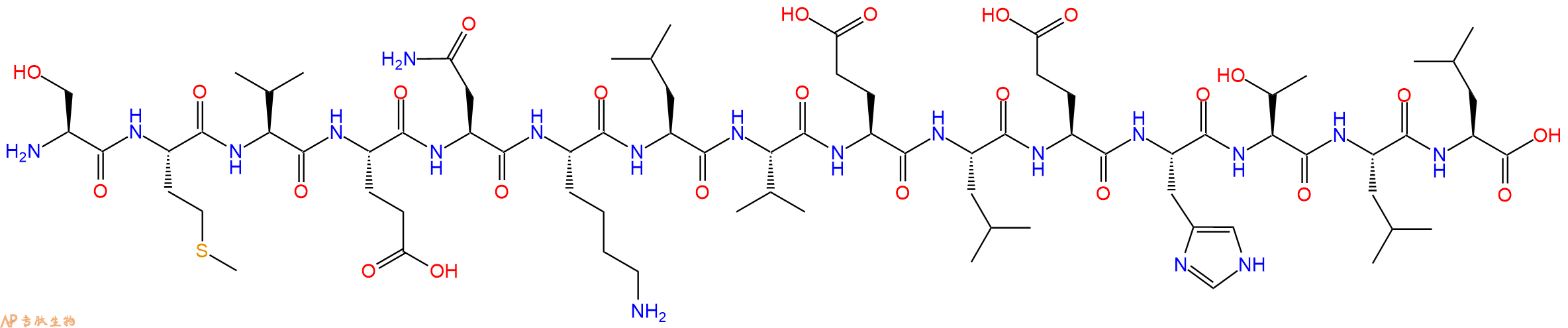 专肽生物产品H2N-Ser-Met-Val-Glu-Asn-Lys-Leu-Val-Glu-Leu-Glu-His-Thr-Leu-Leu-OH