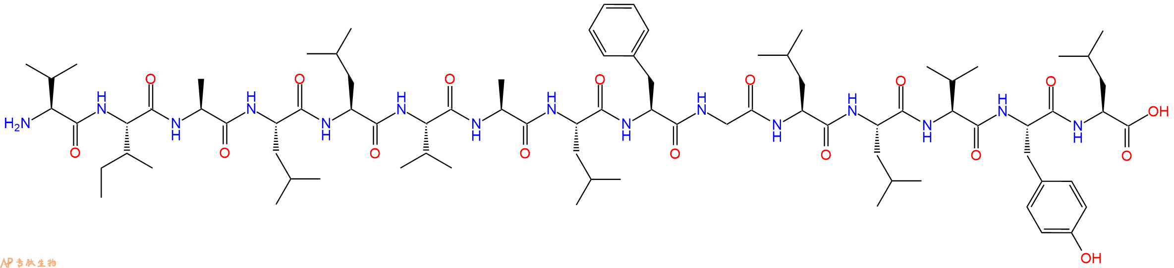 专肽生物产品H2N-Val-Ile-Ala-Leu-Leu-Val-Ala-Leu-Phe-Gly-Leu-Leu-Val-Tyr-Leu-OH