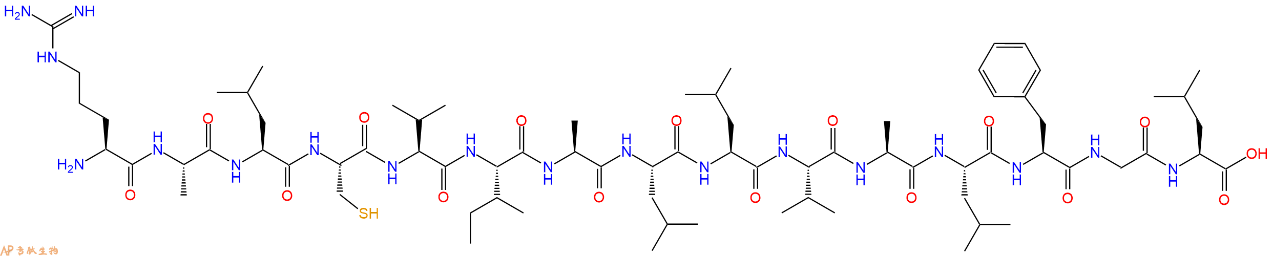 专肽生物产品H2N-Arg-Ala-Leu-Cys-Val-Ile-Ala-Leu-Leu-Val-Ala-Leu-Phe-Gly-Leu-OH