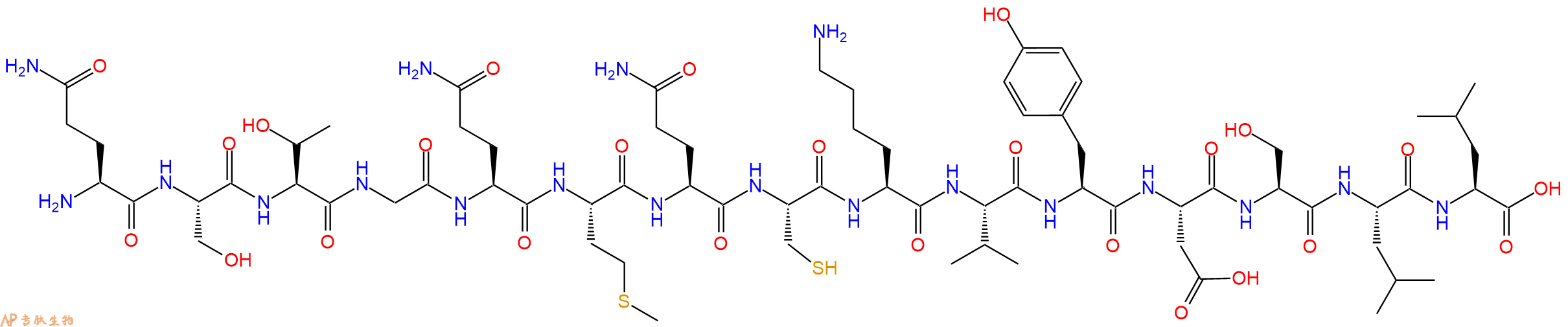 专肽生物产品H2N-Gln-Ser-Thr-Gly-Gln-Met-Gln-Cys-Lys-Val-Tyr-Asp-Ser-Leu-Leu-OH
