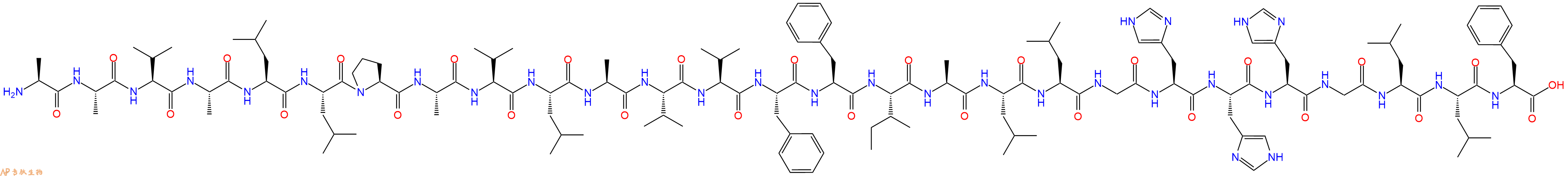 专肽生物产品H2N-Ala-Ala-Val-Ala-Leu-Leu-Pro-Ala-Val-Leu-Ala-Val-Val-Phe-Phe-Ile-Ala-Leu-Leu-Gly-His-His-His-Gly-Leu-Leu-Phe-OH