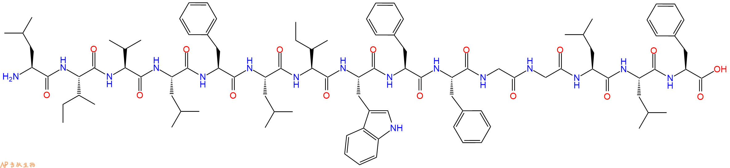 专肽生物产品H2N-Leu-Ile-Val-Leu-Phe-Leu-Ile-Trp-Phe-Phe-Gly-Gly-Leu-Leu-Phe-OH