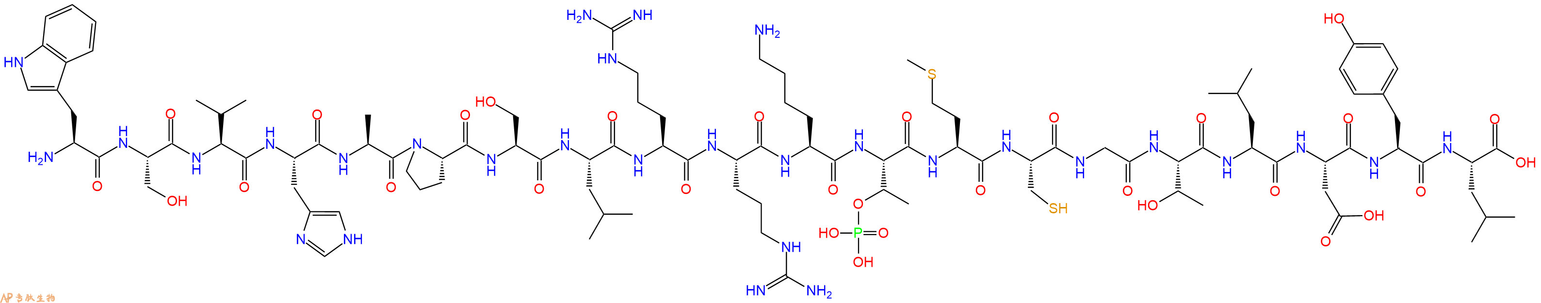 专肽生物产品H2N-Trp-Ser-Val-His-Ala-Pro-Ser-Leu-Arg-Arg-Lys-pThr-Met-Cys-Gly-Thr-Leu-Asp-Tyr-Leu-OH