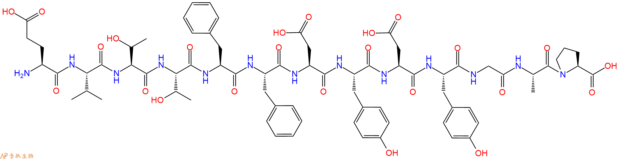 专肽生物产品H2N-Glu-Val-Thr-Thr-Phe-Phe-Asp-Tyr-Asp-Tyr-Gly-Ala-Pro-OH