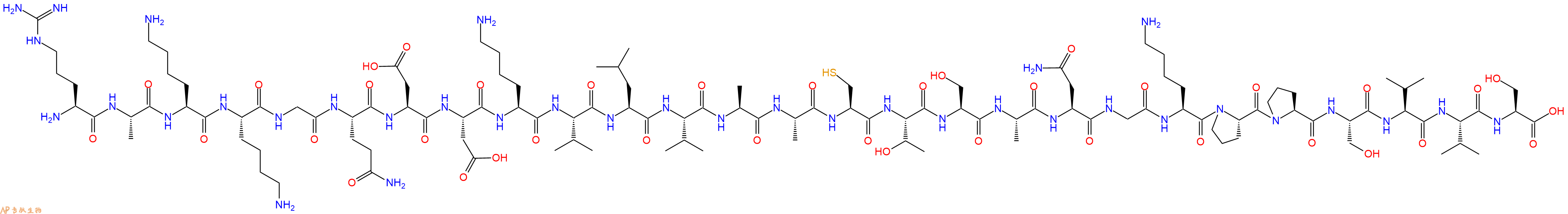 专肽生物产品H2N-Arg-Ala-Lys-Lys-Gly-Gln-Asp-Asp-Lys-Val-Leu-Val-Ala-Ala-Cys-Thr-Ser-Ala-Asn-Gly-Lys-Pro-Pro-Ser-Val-Val-Ser-OH