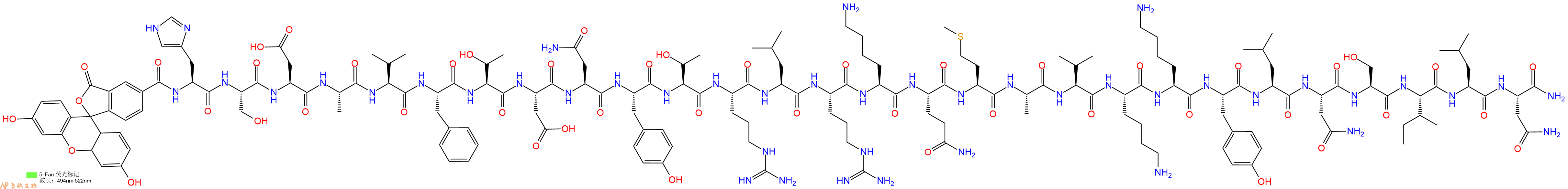 专肽生物产品VIP (human, porcine, rat) FAM-labeled