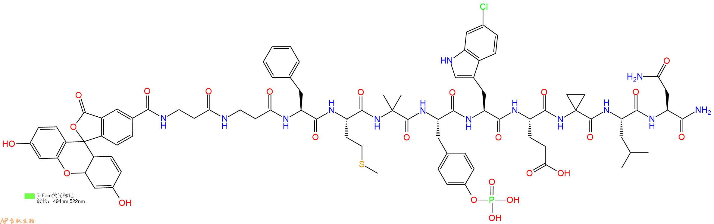 专肽生物产品5-FAM-PMDM6 (PMDM6-F)、5FAM-(&beta;-A)-(&beta;-A)-FM-Aib-pY-(6-Cl-DL-Trp)-E-Ac3c-LN-CONH2
